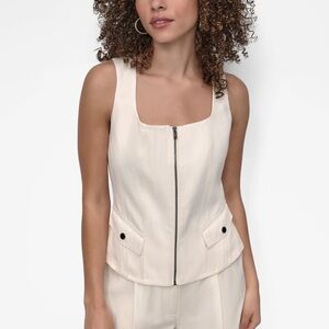 DKNY Cream Zippered Jumpsuit